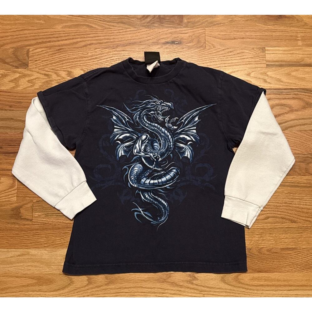 Vintage 2000s Y2K Year of the Dragon long sleeve Shirt Youth Size Large ? Read